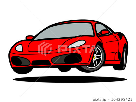 イタリアンスーパースポーツ 赤色系 ジャンプ 自動車イラスト イタリアンスーパースポーツ 赤色系 ジャンプ 自動車イラスト 104295423
