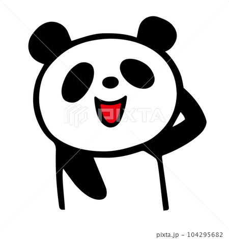 かわいいシンプルパンダ　照れるポーズ 104295682