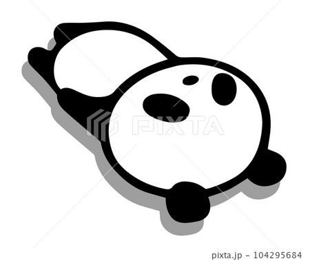 かわいいシンプルパンダ　仰向け寝るポーズ 104295684