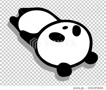 かわいいシンプルパンダ　仰向け寝るポーズ 104295684