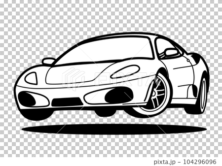 イタリアンスーパースポーツ　ぬり絵風　ジャンプ　自動車イラスト 104296096