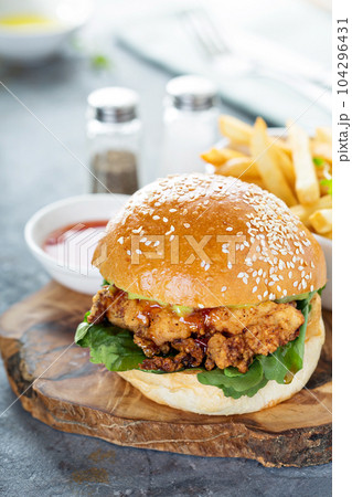 Gourmet burger with avocado and bacon Gourmet burger with avocado and bacon 104296431