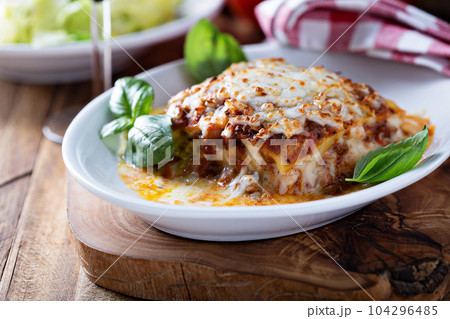 Traditional lasagna with bolognese sauce Traditional lasagna with bolognese sauce 104296485