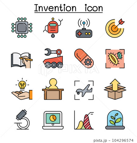 Innovation and Creative idea concept color line icon set Innovation and Creative idea concept color line icon set 104296574
