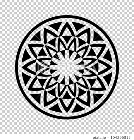 Abstract Decorative Radial Circle Pattern. Round Black and White Design Element. Vector Art. 104296815