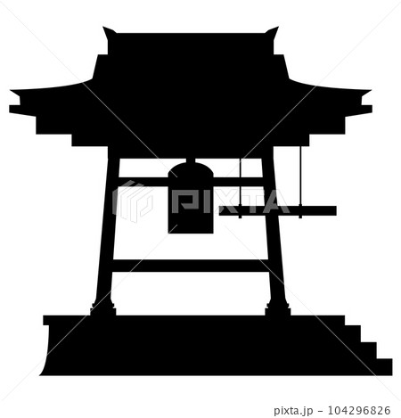 除夜の鐘のイラスト素材のシルエット　ベクター 104296826