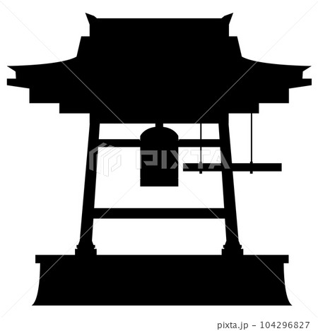 除夜の鐘のイラスト素材のシルエット　ベクター 104296827