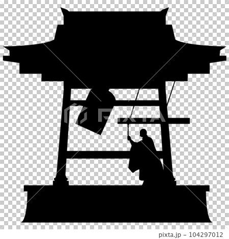 除夕夜敲響鐘聲的牧師插畫素材剪影矢量 104297012