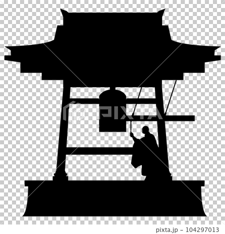 除夜の鐘を突く和尚のイラスト素材のシルエット ベクター 除夜の鐘を突く和尚のイラスト素材のシルエット ベクター 104297013