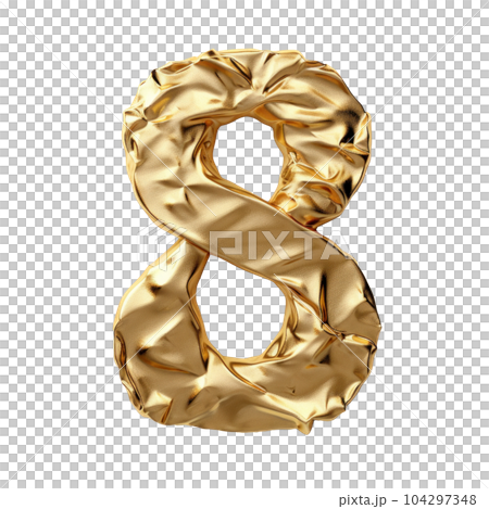 Crumpled gold foil number 8 isolated.... - Stock Illustration ...