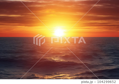 水平線とサンセット　AI生成画像　AI画像 104299652