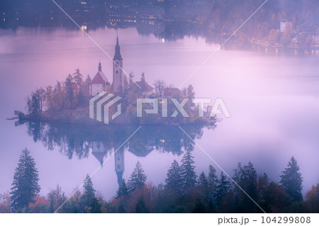 Bled, Slovenia view with church Bled, Slovenia view with church 104299808