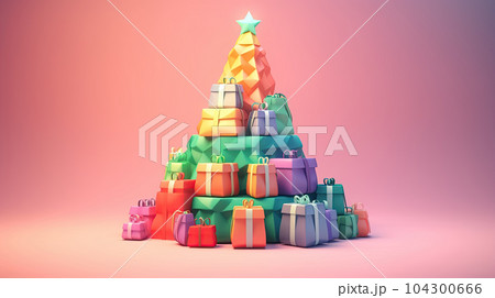 Christmas tree 3D gradient pastel background 104300666