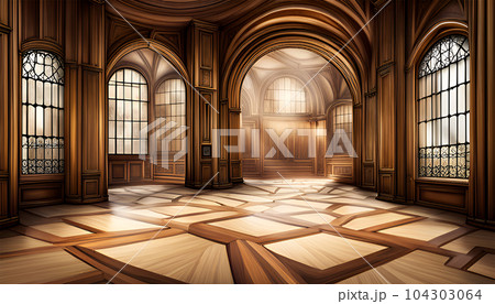 Interior room of a big house or castle - Generative AI 104303064