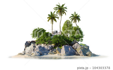 Small island on white background with clipping path Small island on white background with clipping path 104303378