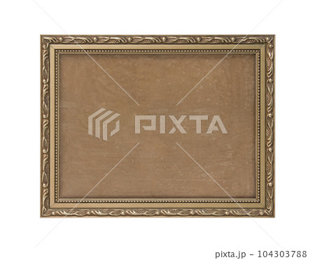 Old wooden picture frame isolated on white background with clipping path 104303788