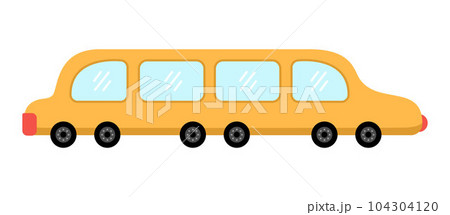 Vector yellow limousine car. Funny automobile for kids. Cute vehicle clip art. Retro transport icon isolated on white background Vector yellow limousine car. Funny automobile for kids. Cute vehicle clip art. Retro transport icon isolated on white background 104304120