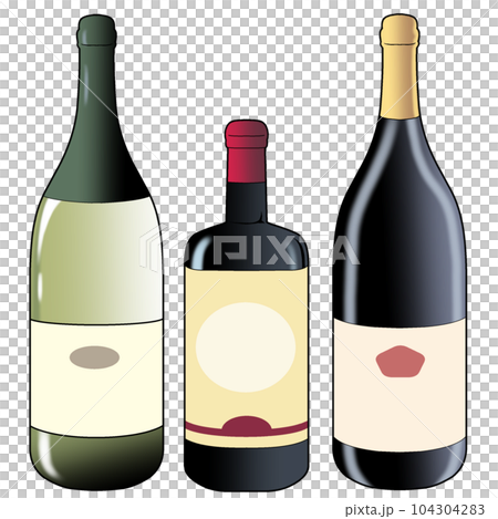 酒瓶插圖[葡萄酒，威士忌，香檳，酒瓶，瓶子，烈酒，利口酒，酒精] 104304283