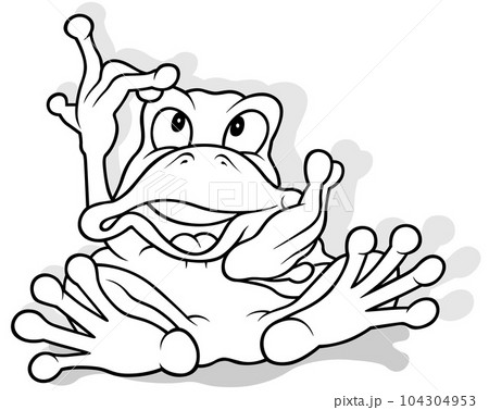 Drawing of a Frog Gesturing with his Hands 104304953