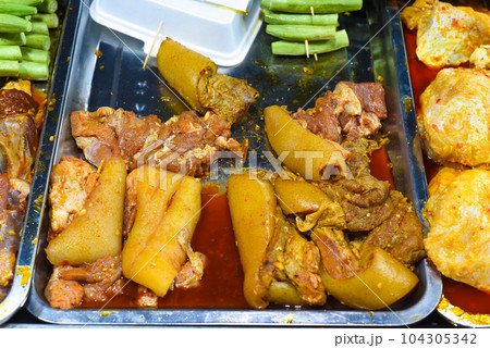 Raw marinated shashlik  before grill 104305342