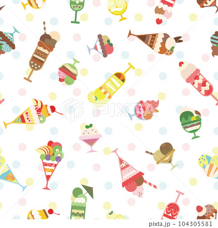 かわいいパフェとサンデーの壁紙水玉 104305581