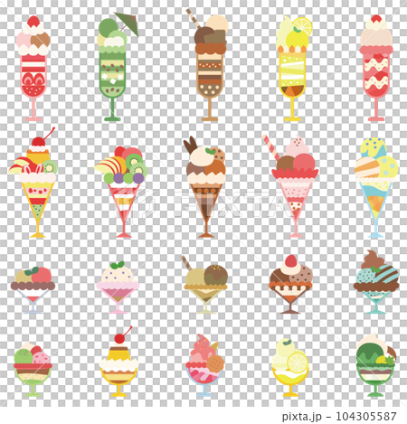 Cute parfait and sundae set 104305587