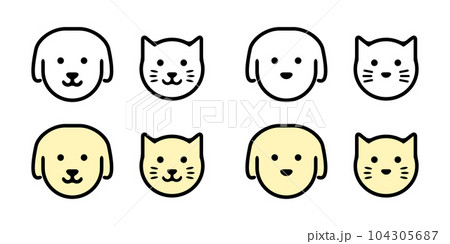 猫と犬のペットショップマーク。ベクターアイコンイラスト素材セット 104305687