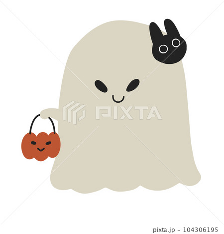 ghost black cat halloween cartoon icon 104306195