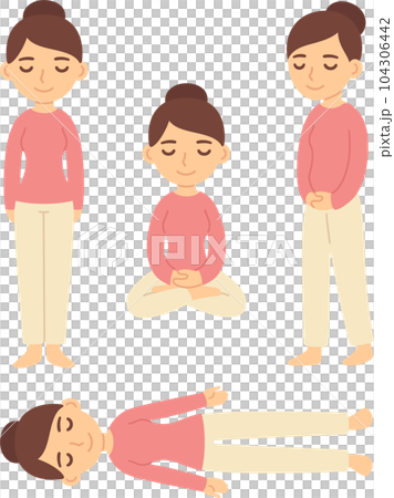 Meditation poses cartoon illustration Meditation poses cartoon illustration 104306442