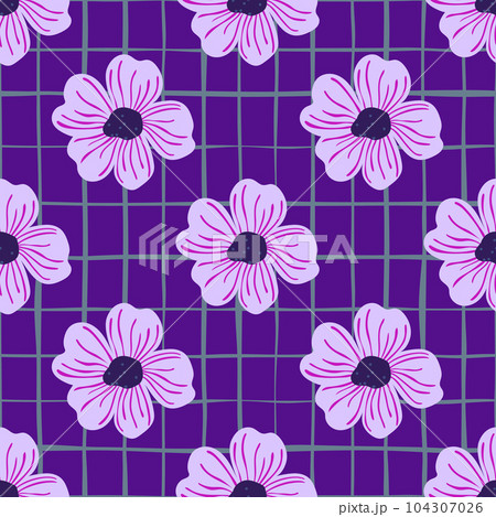Big bud chamomile flower seamless pattern in simple style. Cute stylized flowers background. 104307026