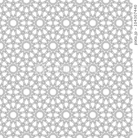 Seamless geometric ornament based on traditional islamic art. Black and white. Seamless geometric ornament based on traditional islamic art. Black and white. 104307440