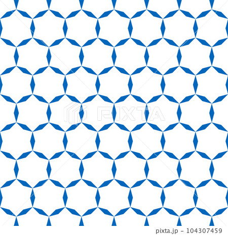 Seamless arabic geometric ornament in blue color. 104307459