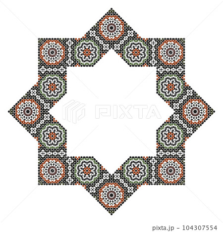 Decorative octagonal star with an ornament Zellij 104307554