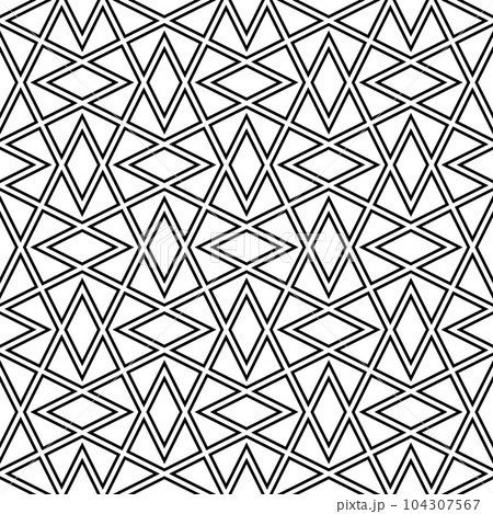 Seamless geometric ornament based on traditional islamic art. Black and white. 104307567