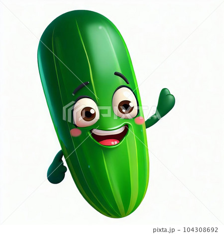 Cute 3d cucumber cartoon character digital illustration Cute 3d cucumber cartoon character digital illustration 104308692