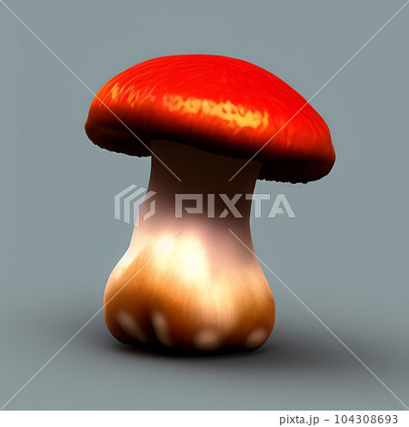 Inedible mushroom with a red cap, digital illustration 104308693