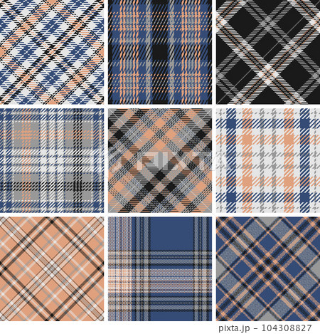 Set seamless vector check plaid pattern. Set seamless vector check plaid pattern. 104308827