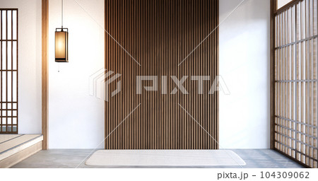 Nihon room design interior with door paper and wall on tatami mat floor room japanese style. 104309062