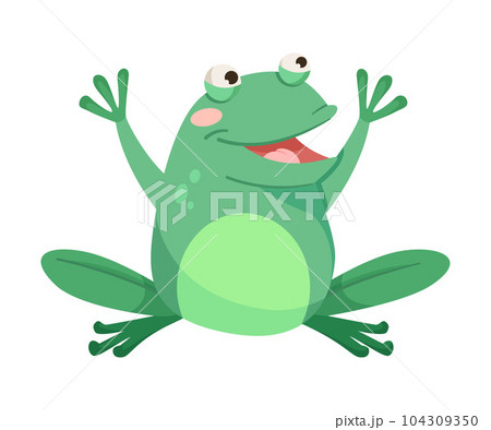 Cute Green Leaping Frog Character Sitting Vector Illustration Cute Green Leaping Frog Character Sitting Vector Illustration 104309350