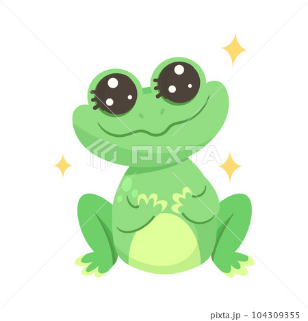 Cute Green Leaping Frog Character Sitting Vector Illustration Cute Green Leaping Frog Character Sitting Vector Illustration 104309355