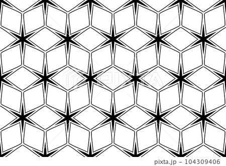 Abstract Seamless Geometric Stars and Diamonds Pattern. Vector Art. 104309406