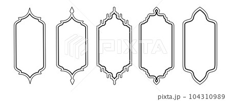 Islamic frames shape of a window or door arch. Arab frame set. Vector illustration. 104310989