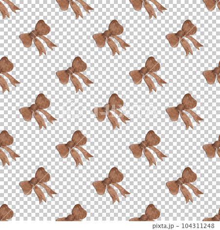 Coffee bows. Watercolor illustration. Seamless pattern for your design 104311248