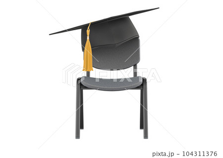 Office Chair with education hat. 3D rendering 104311376