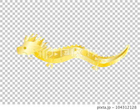 辰年の年賀状などに使える金色の龍のイラスト 辰年の年賀状などに使える金色の龍のイラスト 104312128