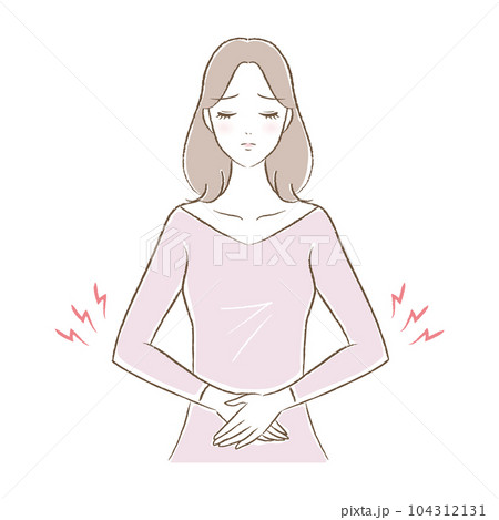 お腹・下腹部が痛む女性のイラスト(生理痛・冷え・妊娠・便秘) お腹・下腹部が痛む女性のイラスト(生理痛・冷え・妊娠・便秘) 104312131