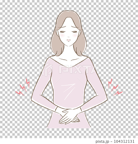 お腹・下腹部が痛む女性のイラスト(生理痛・冷え・妊娠・便秘) お腹・下腹部が痛む女性のイラスト(生理痛・冷え・妊娠・便秘) 104312131