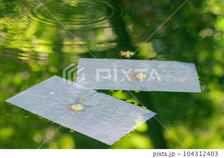 八重垣神社の鏡の池の占い 八重垣神社の鏡の池の占い 104312403