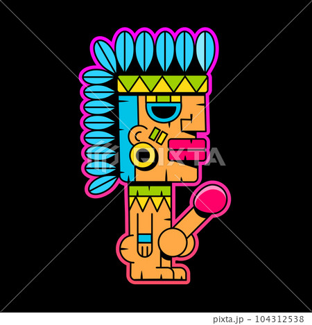 Abstract man s face Egyptian pharaoh mask illustration totem pole flat design low poly style indigenous peoples of South America African tribal totem mask isolated on Abstract man s face Egyptian pharaoh mask illustration totem pole flat design low poly style indigenous peoples of South America African tribal totem mask isolated on 104312538