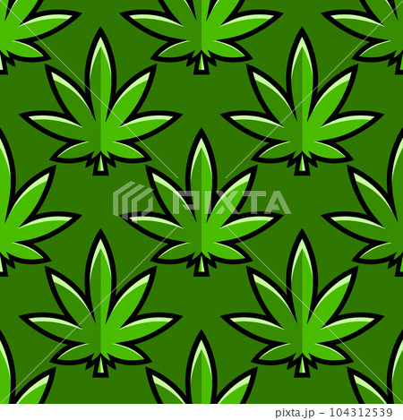 Seamless pattern with cannabis leaves. Retro 70s style vector illustration. Great for backgrounds, fabrics, wrapping paper Seamless pattern with cannabis leaves. Retro 70s style vector illustration. Great for backgrounds, fabrics, wrapping paper 104312539
